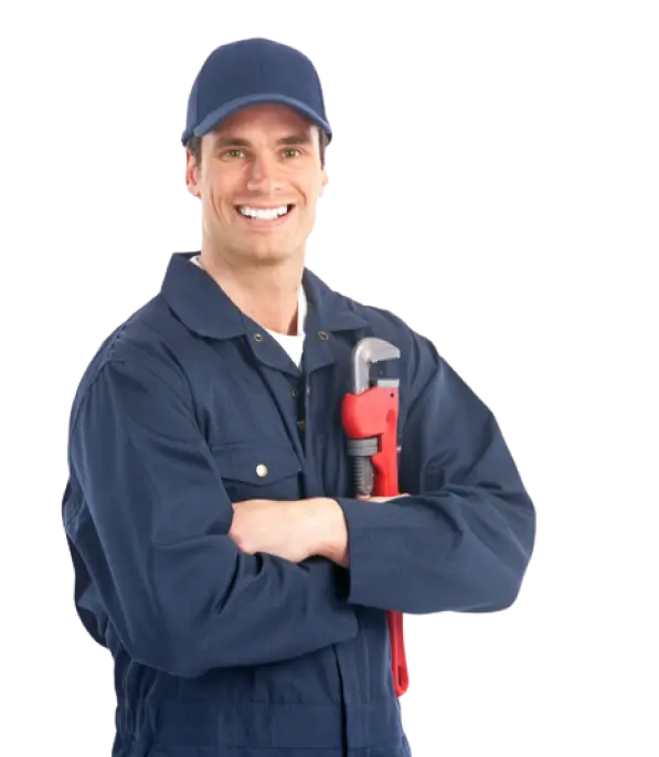 A plumber standing with his arms crossed.